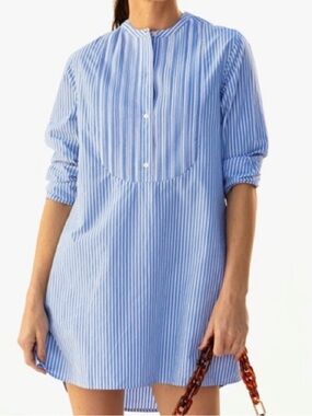 Clare V Le Tux Blue and White Striped Tunic Shirt Dress - size S
